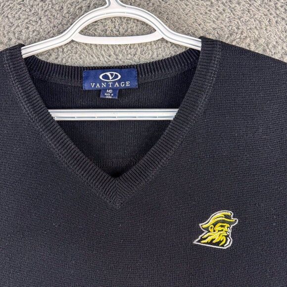 App State Mountaineers Sweater Vest Mens Medium Black Golf Golfer Appalachian NC - Picture 2 of 10